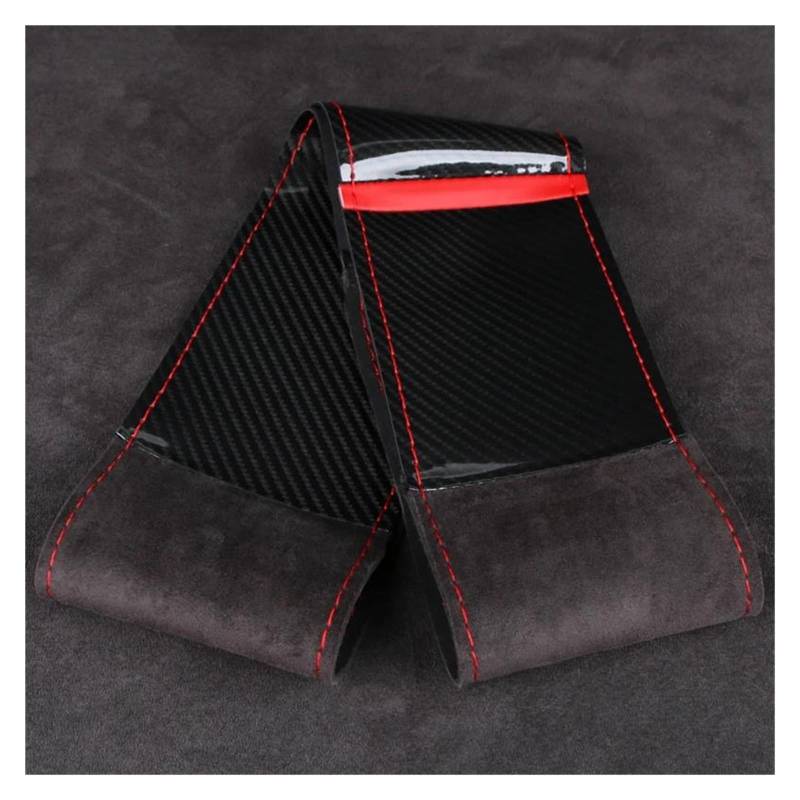 Auto Lenkradbezug 38cm Carbon Fiber Auto Lenkrad Abdeckung Auto Lenkrad Schutzhülle(Style A Red Thread) von LLYIXUAI