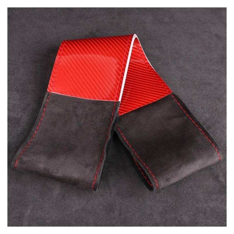 Auto Lenkradbezug 38cm Carbon Fiber Auto Lenkrad Abdeckung Auto Lenkrad Schutzhülle(Style B Red) von LLYIXUAI