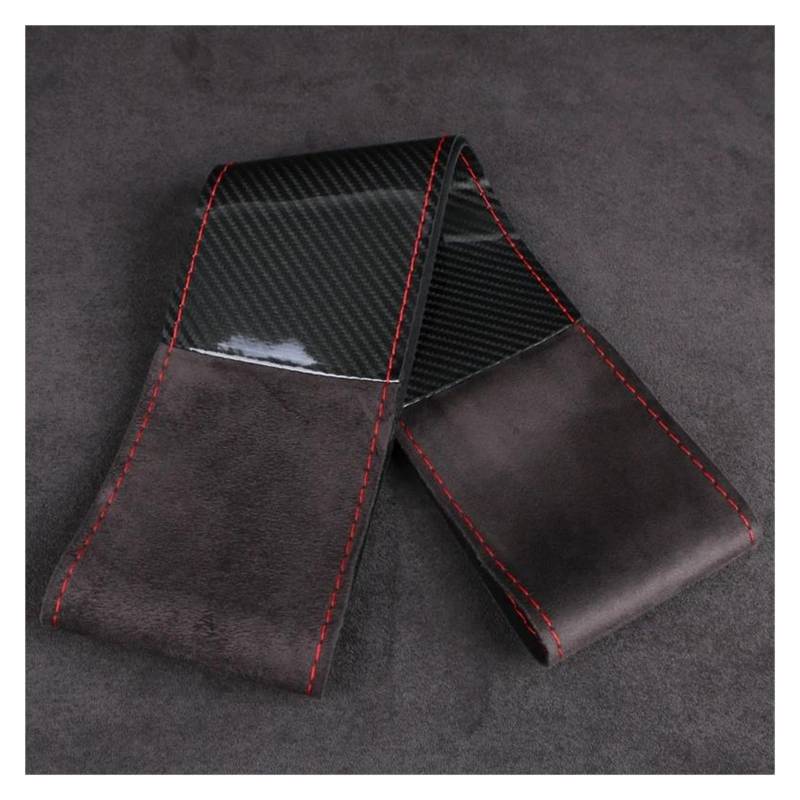 Auto Lenkradbezug 38cm Carbon Fiber Auto Lenkrad Abdeckung Auto Lenkrad Schutzhülle(Style B Red Thread) von LLYIXUAI