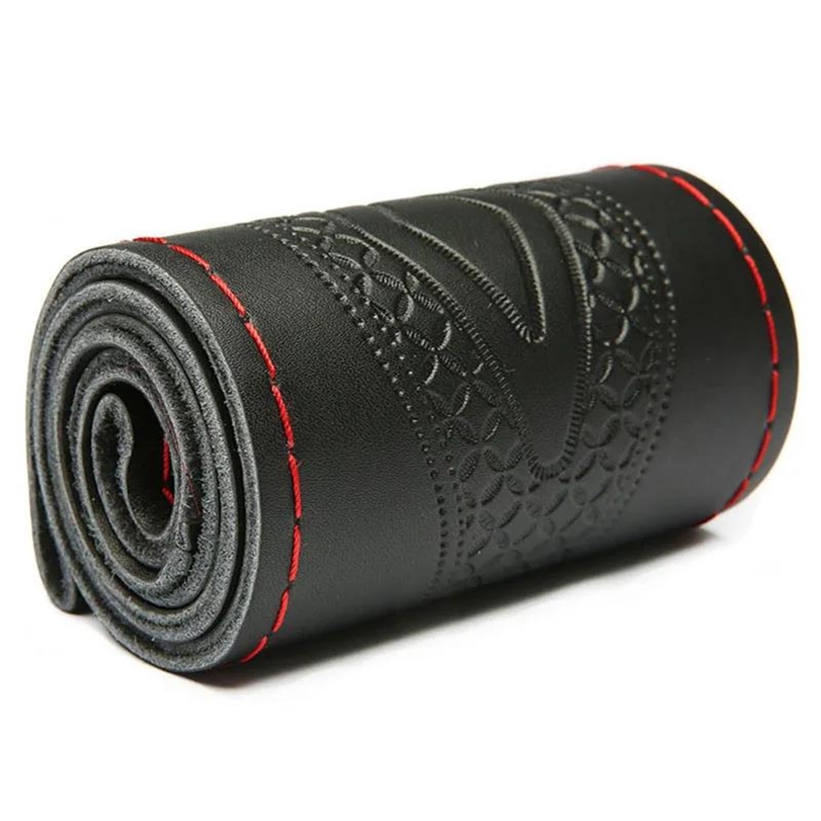 Auto Lenkradbezug Auto-Lenkradbezug Auto-Lenkradschutz 38 cm(Black Red Thread) von LLYIXUAI