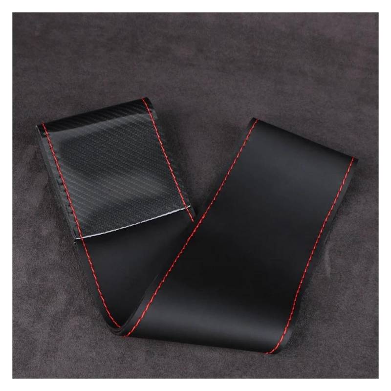 Auto Lenkradbezug Carbon Fiber Auto Lenkrad Abdeckung Auto Zubehör(Black Red Thread) von LLYIXUAI