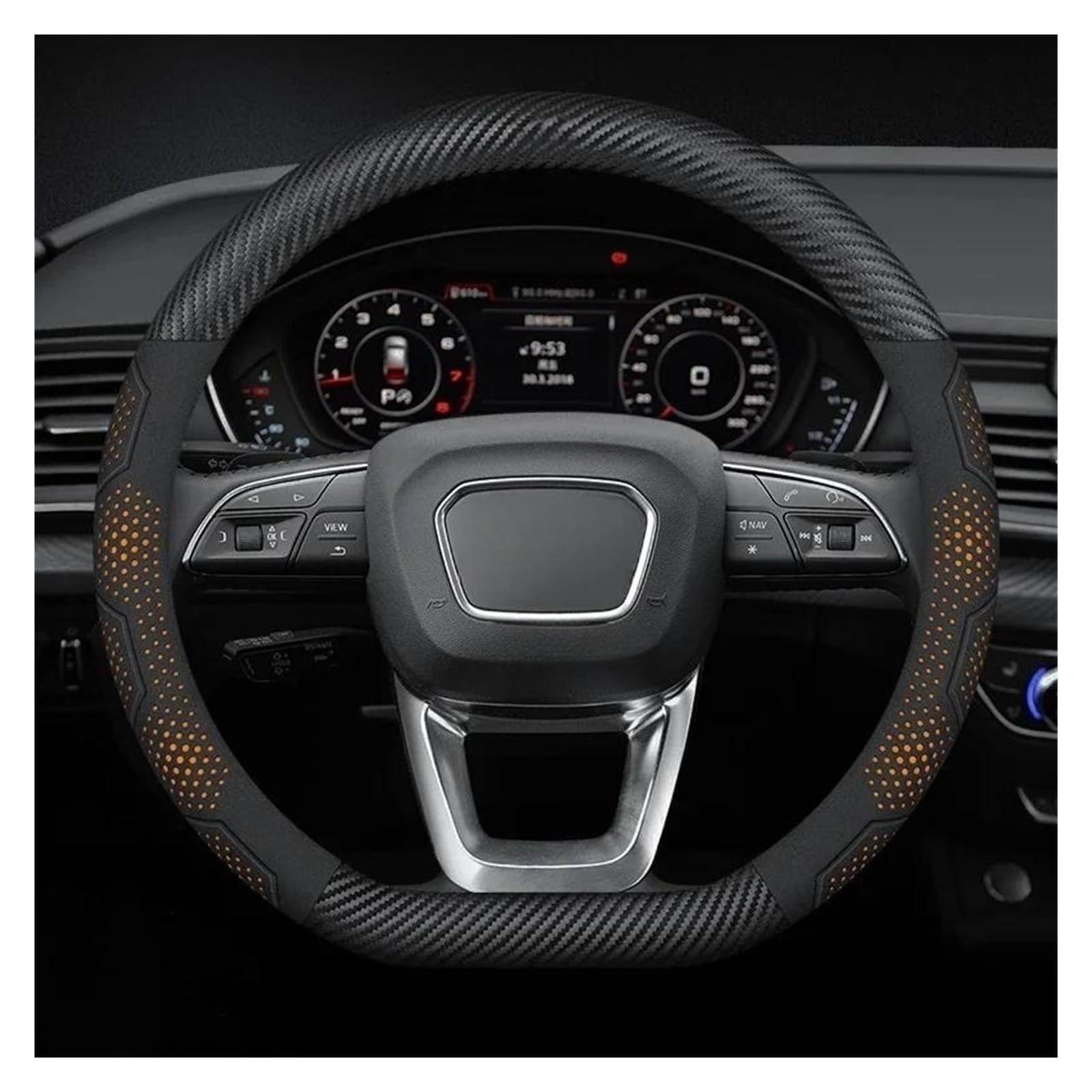 Auto Lenkradbezug Für ABT A1 A2 A3 A4 A5 A6 A7 A8 Für Q2 Q3 Q4 Q5 Q7 Q8 RS3 RS4 RS5 RS6 S3 S4 S5 S6 TT Auto Lenkradabdeckung(D Carbon Styles A) von LLYIXUAI