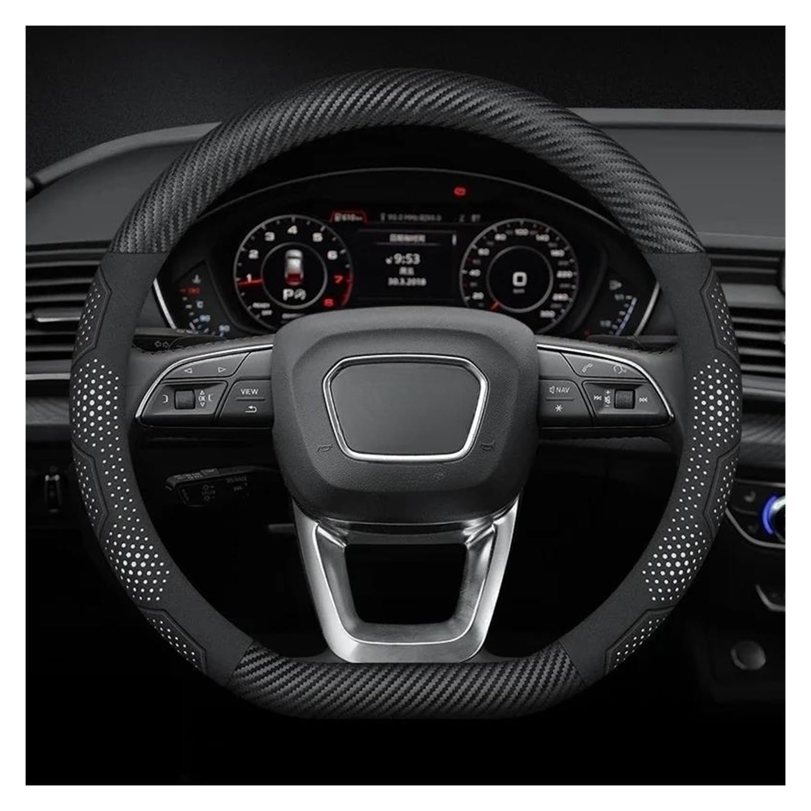 Auto Lenkradbezug Für ABT A1 A2 A3 A4 A5 A6 A7 A8 Für Q2 Q3 Q4 Q5 Q7 Q8 RS3 RS4 RS5 RS6 S3 S4 S5 S6 TT Auto Lenkradabdeckung(D Carbon White) von LLYIXUAI