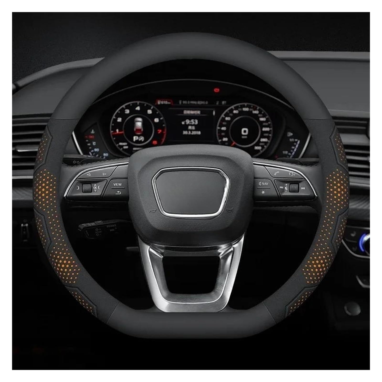 Auto Lenkradbezug Für ABT A1 A2 A3 A4 A5 A6 A7 A8 Für Q2 Q3 Q4 Q5 Q7 Q8 RS3 RS4 RS5 RS6 S3 S4 S5 S6 TT Auto Lenkradabdeckung(D Orange) von LLYIXUAI