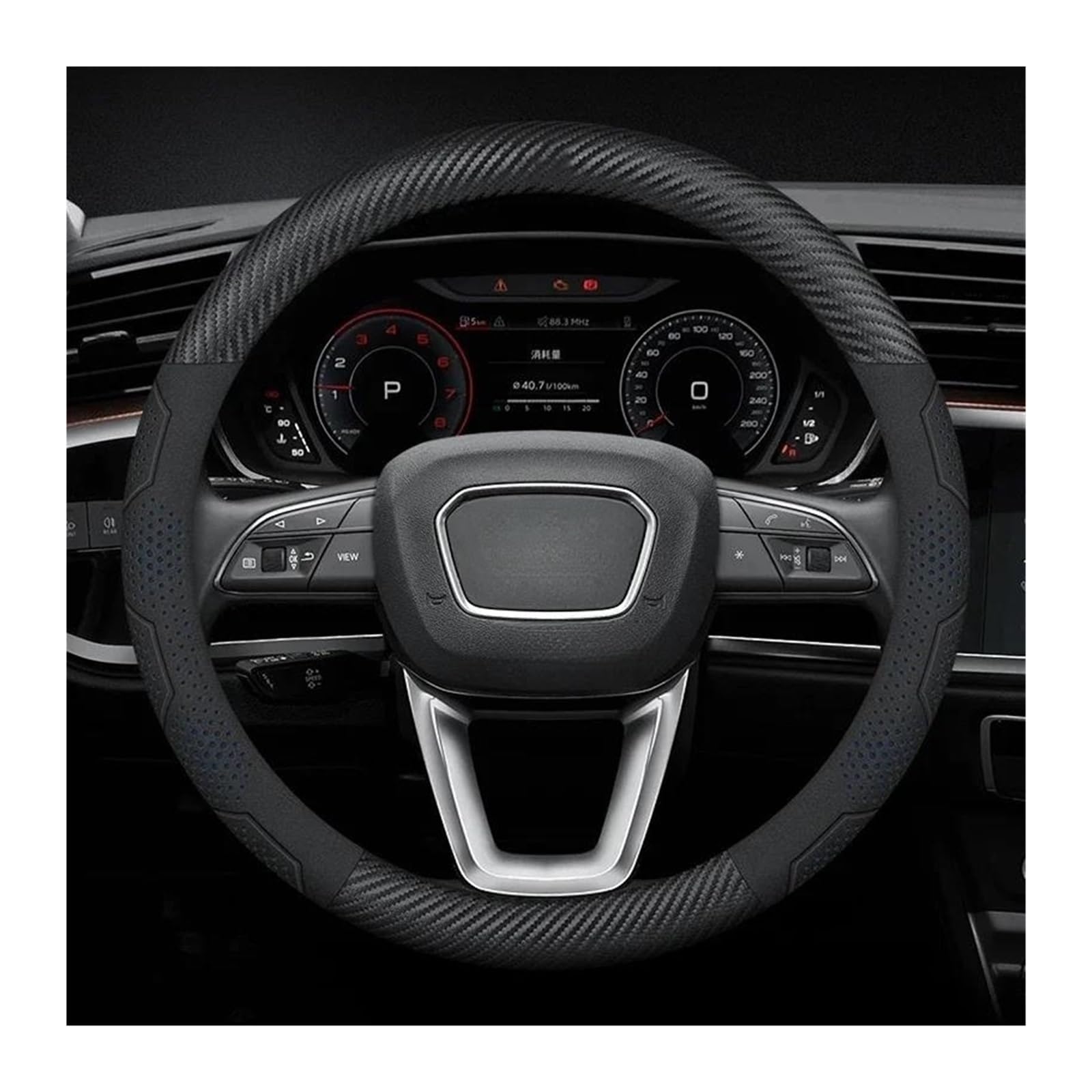 Auto Lenkradbezug Für ABT A1 A2 A3 A4 A5 A6 A7 A8 Für Q2 Q3 Q4 Q5 Q7 Q8 RS3 RS4 RS5 RS6 S3 S4 S5 S6 TT Auto Lenkradabdeckung(O Carbon Blue) von LLYIXUAI