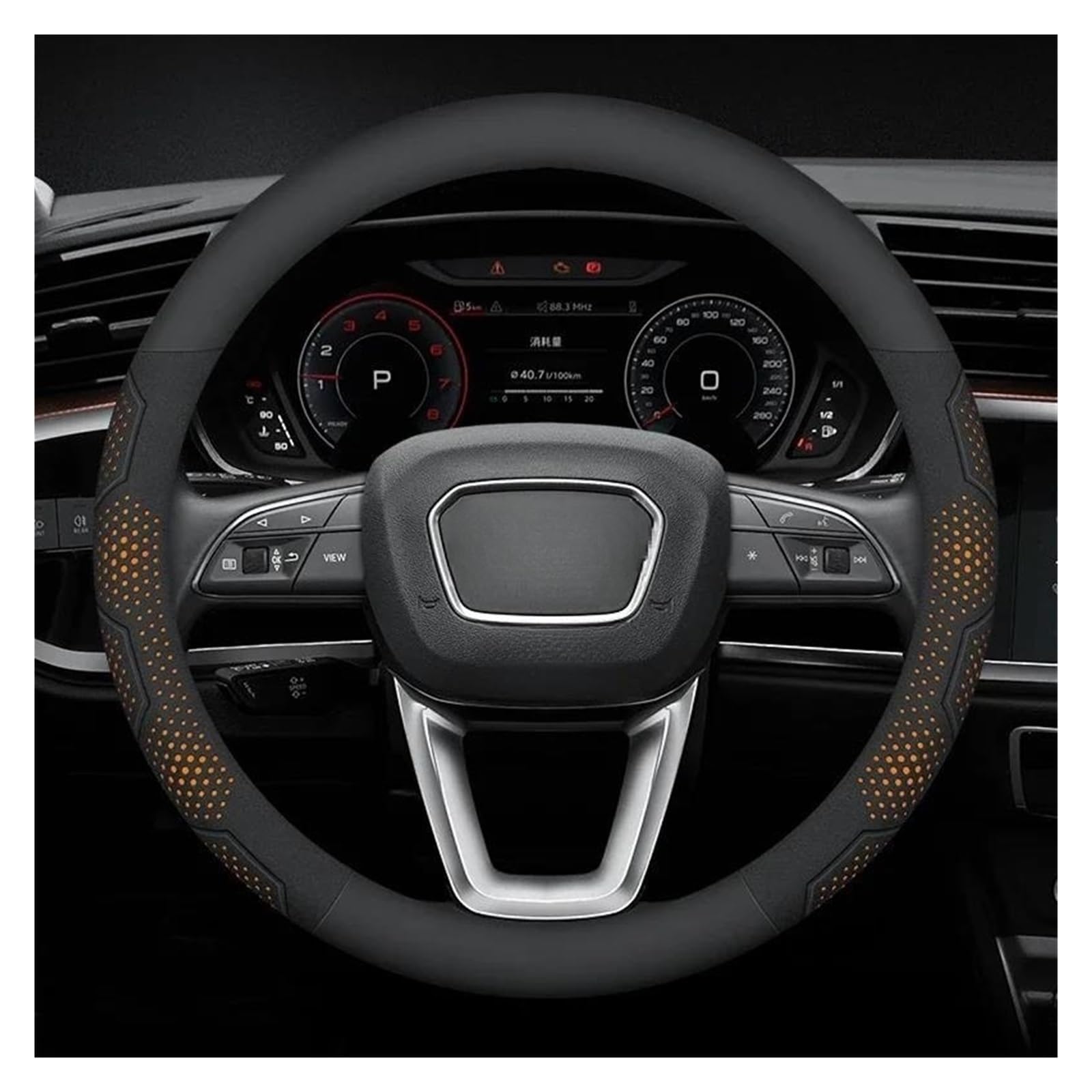 Auto Lenkradbezug Für ABT A1 A2 A3 A4 A5 A6 A7 A8 Für Q2 Q3 Q4 Q5 Q7 Q8 RS3 RS4 RS5 RS6 S3 S4 S5 S6 TT Auto Lenkradabdeckung(O Orange) von LLYIXUAI