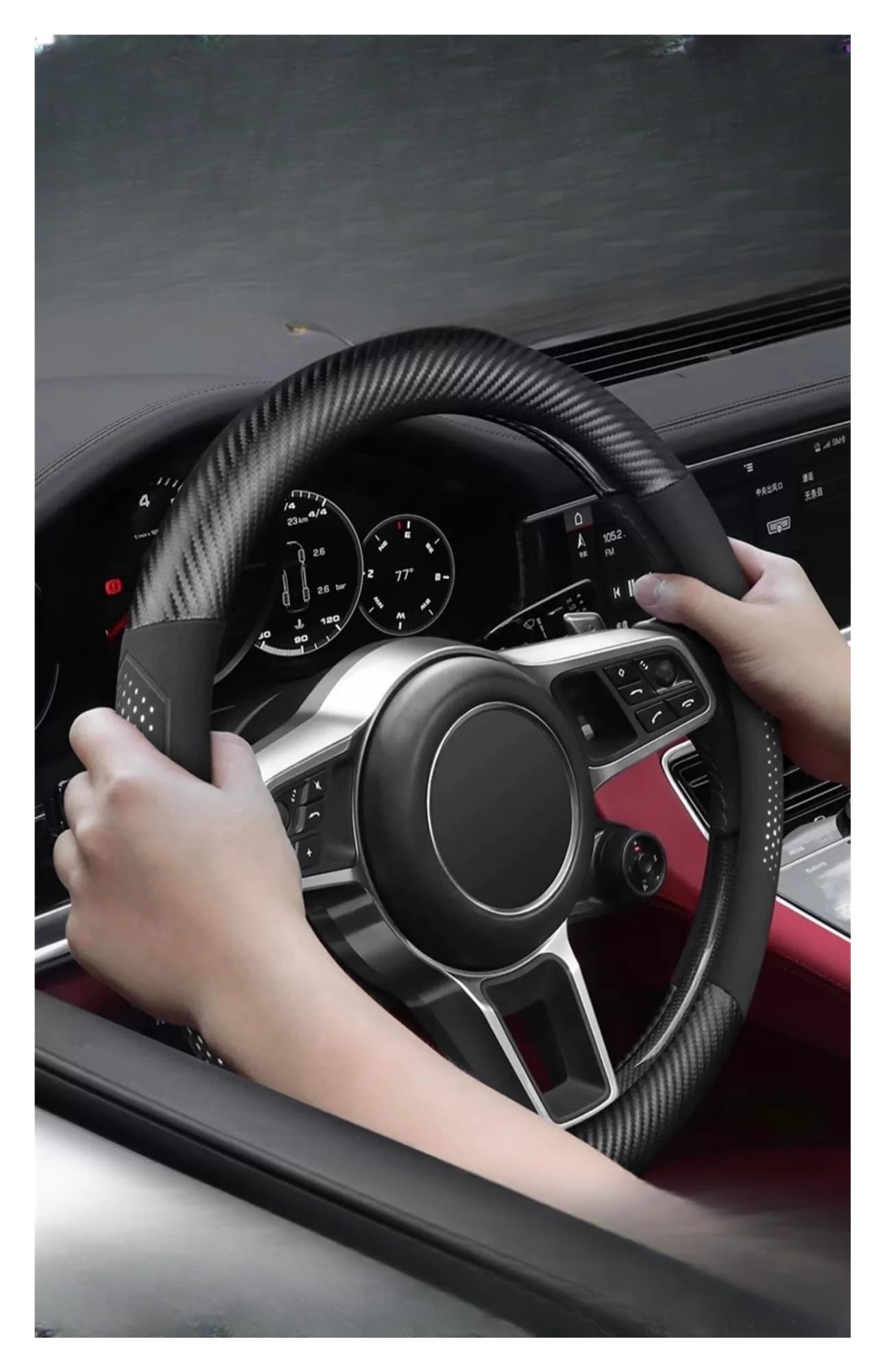 Auto Lenkradbezug Für ABT A1 A2 A3 A4 A5 A6 A7 A8 Für Q2 Q3 Q4 Q5 Q7 Q8 RS3 RS4 RS5 RS6 S3 S4 S5 S6 TT Auto Lenkradabdeckung(The Carbon White) von LLYIXUAI