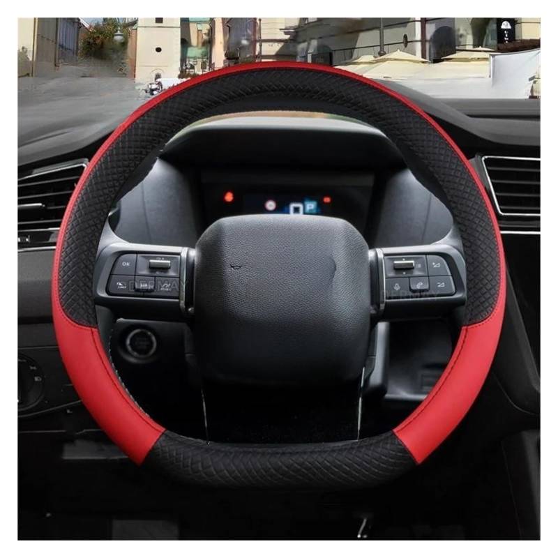 Auto Lenkradbezug Für Citroen Für C4 2021 2022 2023 Auto Lenkrad Abdeckung Auto Zubehör(Red) von LLYIXUAI
