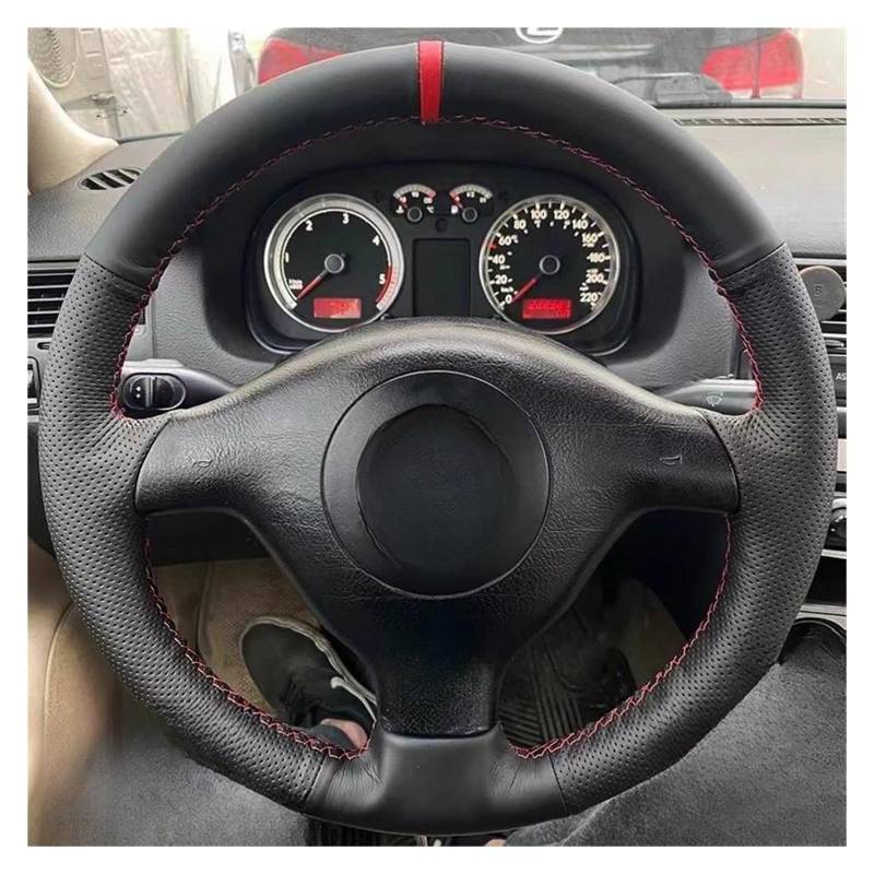 Auto Lenkradbezug Für Golf 4 IV Für Passat B5 Für Polo Auto Lenkrad Abdeckung(Red Thread) von LLYIXUAI