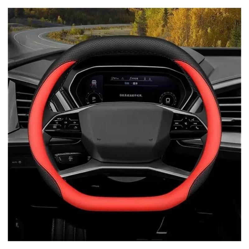 Auto Lenkradbezug Für Q4 Für Q5 2022 2023 2024 Autolenkradabdeckung Autozubehör(Black Red) von LLYIXUAI