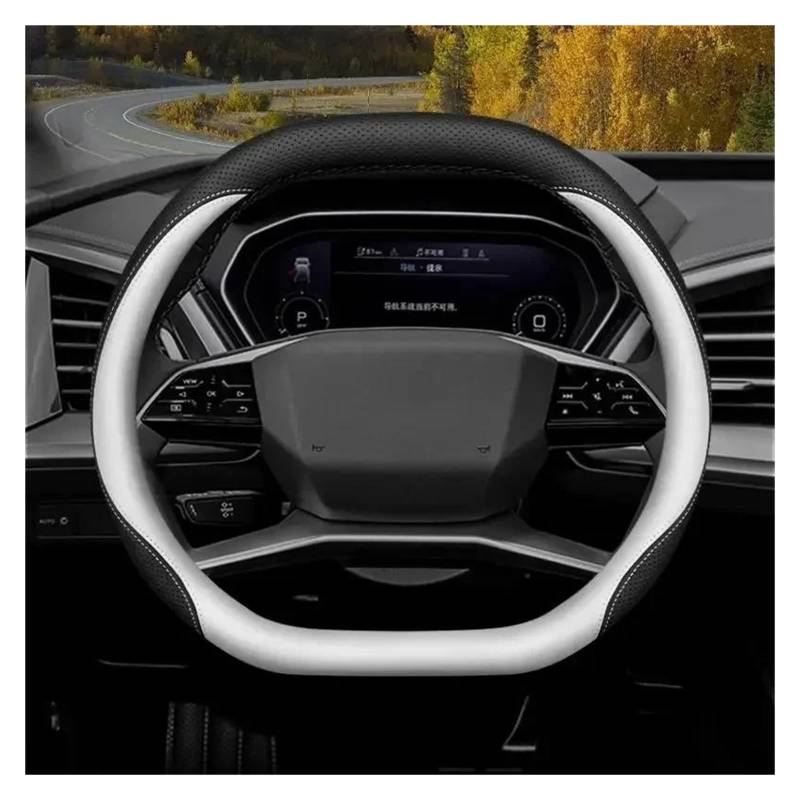 Auto Lenkradbezug Für Q4 Für Q5 2022 2023 2024 Autolenkradabdeckung Autozubehör(Black White) von LLYIXUAI