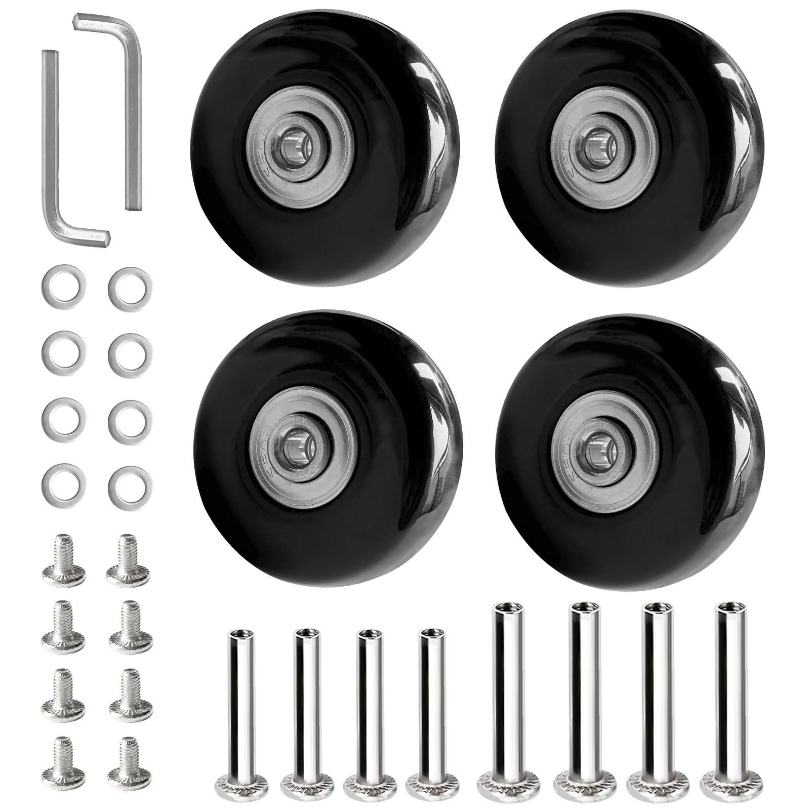LMSHOWOWO Gepäck Ersatzräder, 4 Stück Kofferrollen Ersatzrollen 50mm x 18 mm, Gummi Koffer Rollen Ersatz, mit Metall Achsen Ersatzteile, Mute Gepäckkoffer Rad, für Gepäckkoffer Trolley LMSHOWOWO Gepäck Ersatzräder, 4 Stück Kofferrollen Ersatzrollen 50mm x 18 mm, Gummi Koffer Rollen Ersatz, mit Metall Achsen Ersatzteile, Mute Gepäckkoffer Rad, für Gepäckkoffer Trolley von LMSHOWOWO