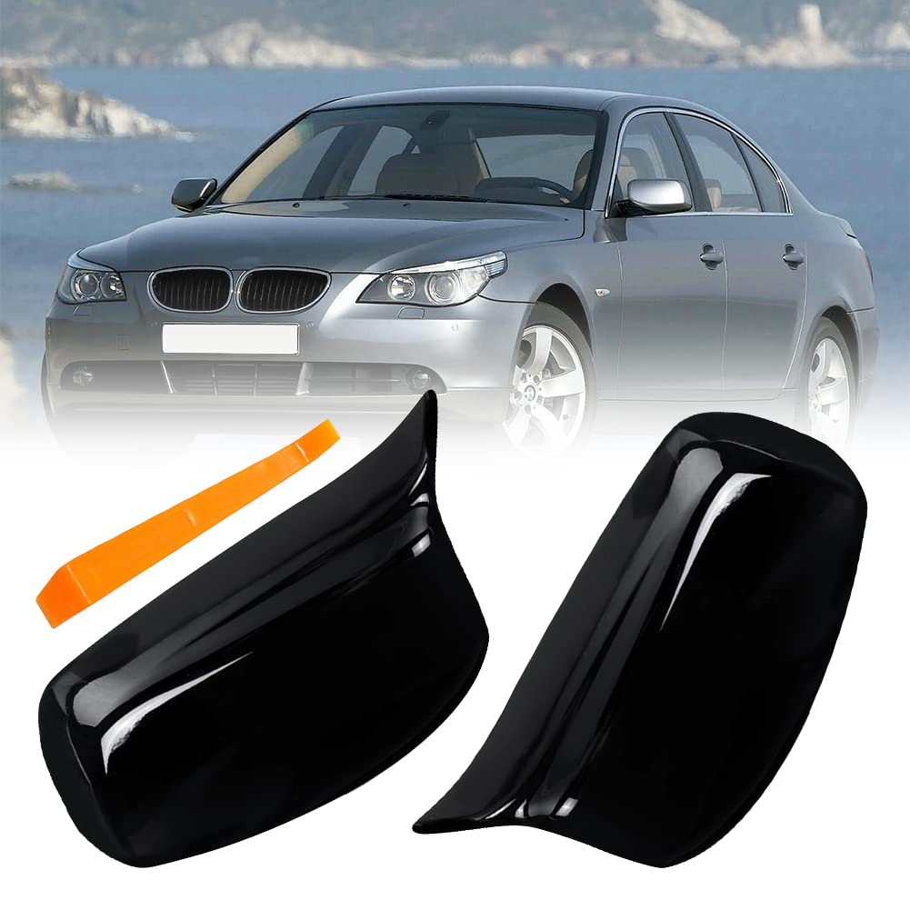 1 Paar Auto-Außenspiegel-Abdeckungen, Rückspiegel-Abdeckung, Seitenspiegelgehäuse, Ersatz für B-MW E60 E61 E63 E64 2003-2007 (schwarz) von LMYSUFI