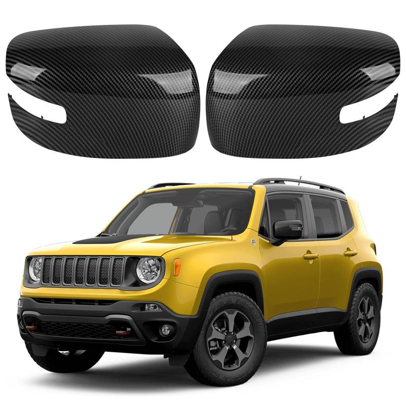 Auto Spiegelkappen, 1 Paar Auto Rückspiegel Abdeckung Kompatibel mit Jeep Renegade 2014-2025, Original Autoersatzteile (Kohlefasermuster) von LMYSUFI