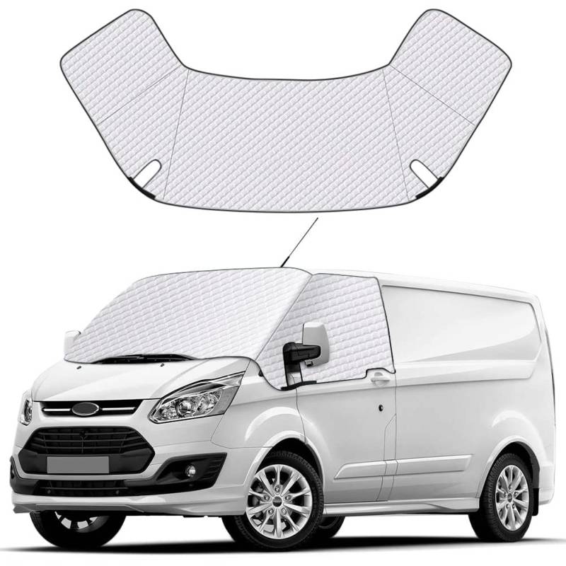 Frontscheibenabdeckung Auto Scheibenabdeckung Faltbar Sonnenschutz Kompatibel mit Ford Transit Custom 2012-2023, Anti Frost Ice Staub Fensterfront Abdeckung, Frontscheibe Außenabdeckung für RV von LMYSUFI