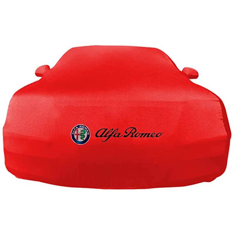 Auto Abdeckung für Alfa Romeo Giulia Type 952 Business, Hohe Elastische Stretch Atmungsaktiv Staubschutz Autoabdeckung,Red- Double Layer von LNHZX