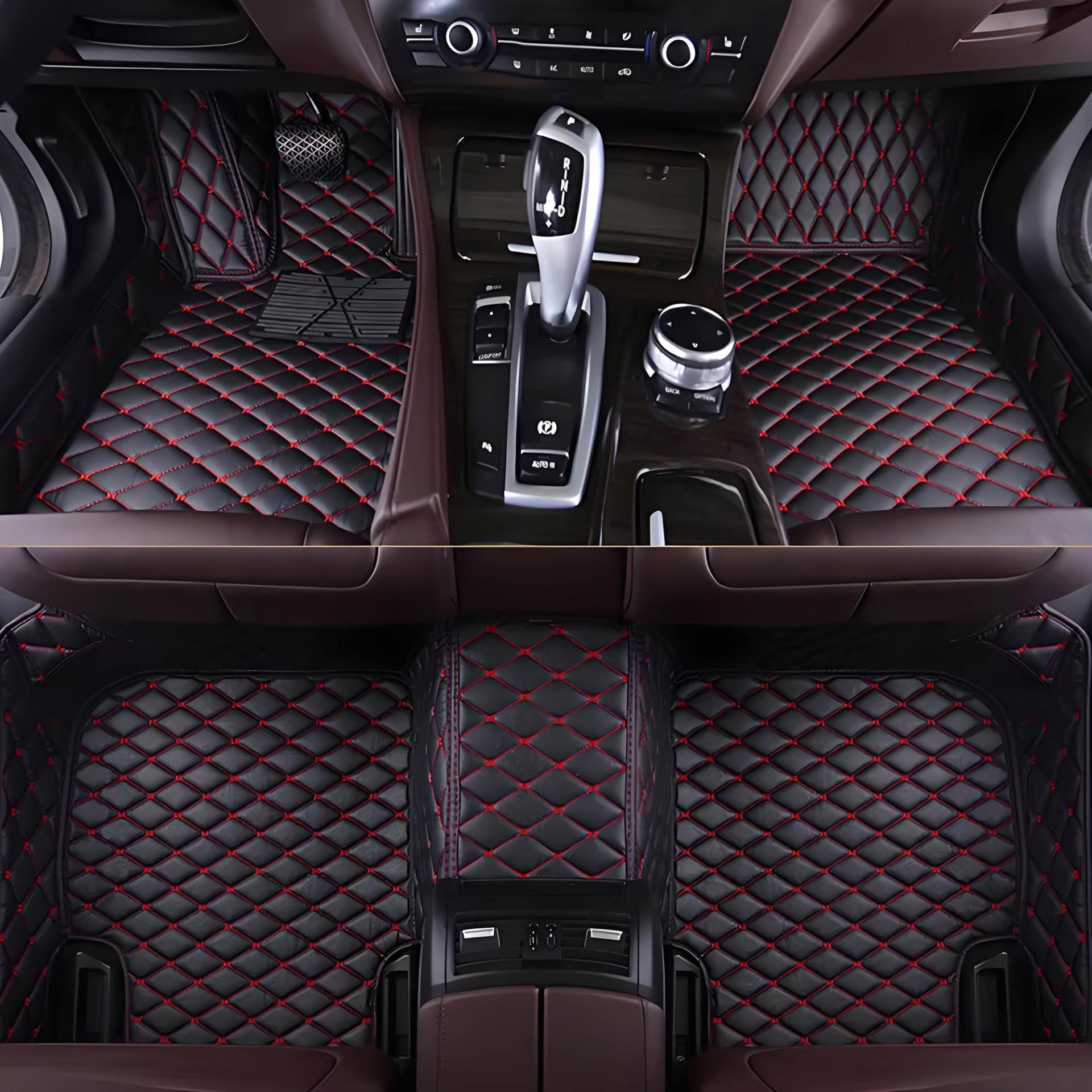 Vollschutz Leder Autoteppiche für Land Rover Range Rover 5seats 2018 2019 2020 2021 2022 2023, Wasserdicht rutschfest Kratzfest Langlebig Autoteppiche,BlackRed-Short Wheelbase Vollschutz Leder Autoteppiche für Land Rover Range Rover 5seats 2018 2019 2020 2021 2022 2023, Wasserdicht rutschfest Kratzfest Langlebig Autoteppiche,BlackRed-Short Wheelbase von LNZKX