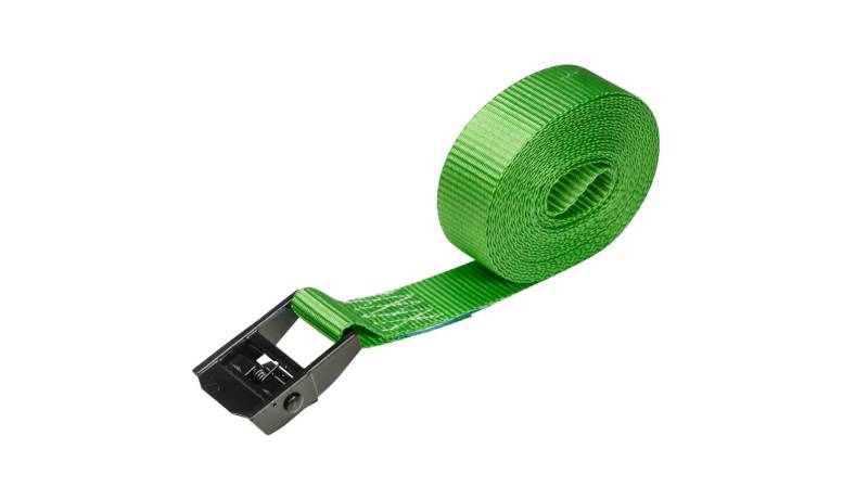 LOADCARE 4er Set Spanngurte mit Klemmschloss Befestigungsgurt Schnellspanngurt 25mm breit Klemmschlossgurt einteiliger Zurrgurt 350daN (Grün mit schwarzem Klemmschloss, 4 m) von LOADCARE