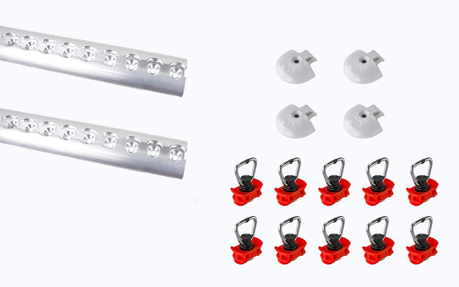 LOADCARE Starterset 2x2m Airlineschiene Zurrschiene blank halbrund gebohrt + 4 Endkappen + 10 Fittinge von LOADCARE