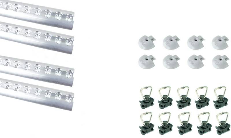 LOADCARE Starterset 4x1m Airlineschiene Zurrschiene halbrund gebohrt + 8 Endkappen+ 10 Fittinge von LOADCARE