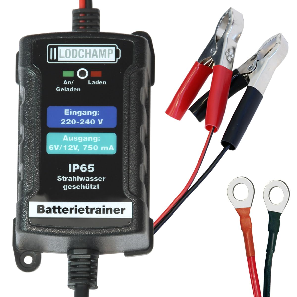 LODCHAMP 146303 Battery Trainer 6 V/12 V-750 mAh IP65 Wartungsladegerät Batterieladegerät Wartungsladegerät für Auto, Motorrad, Quad, ATV, Boot, Silber LODCHAMP 146303 Battery Trainer 6 V/12 V-750 mAh IP65 Wartungsladegerät Batterieladegerät Wartungsladegerät für Auto, Motorrad, Quad, ATV, Boot, Silber von LODCHAMP