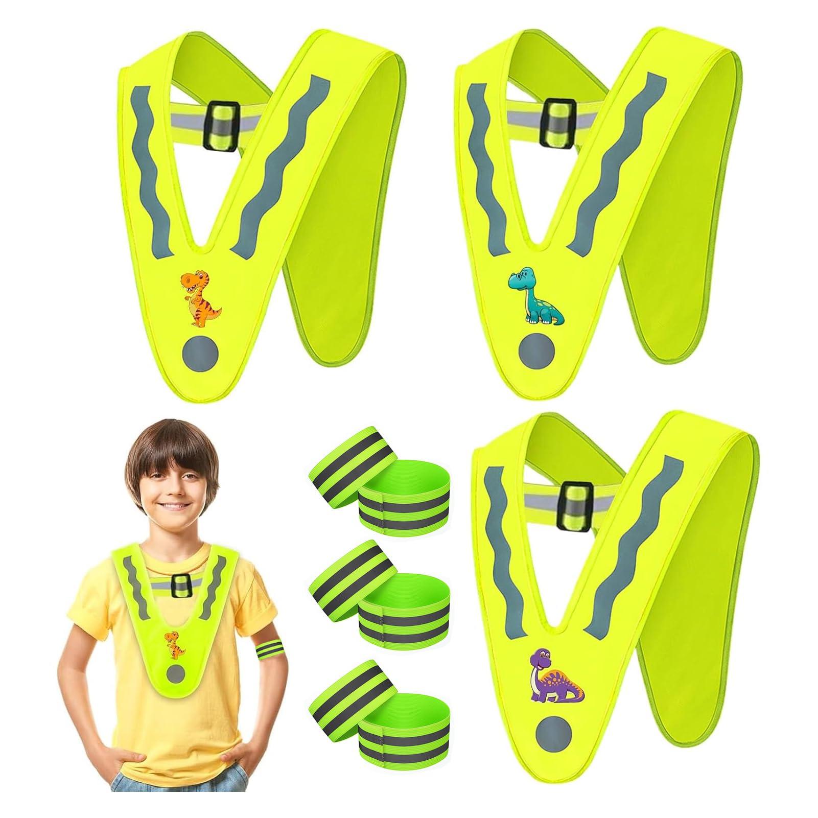 Kinder Warnwesten,3PCS Sicherheitsweste+6Reflektoren Armbänder,Reflektorweste Kinder,Kinderwarnweste V-Form,Leichte Warnweste Kinder Reflektorweste for Schulweg,Sport,Zur Sicherheit der Kinder Kinder Warnwesten,3PCS Sicherheitsweste+6Reflektoren Armbänder,Reflektorweste Kinder,Kinderwarnweste V-Form,Leichte Warnweste Kinder Reflektorweste for Schulweg,Sport,Zur Sicherheit der Kinder von LOEPENLE
