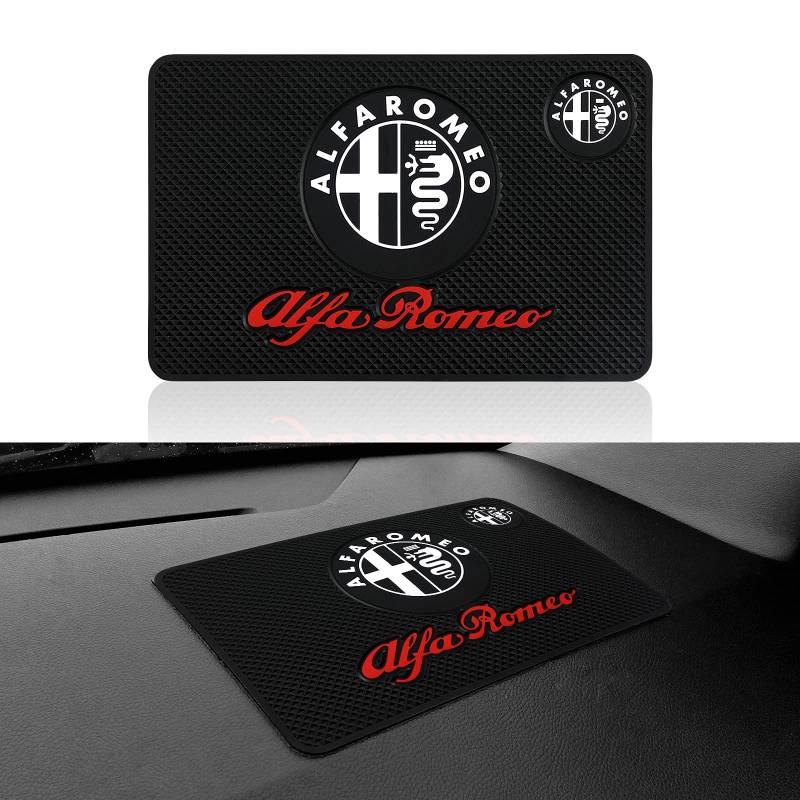 LOERSS Auto Armaturenbrett Anti Rutsch Matte, Für Alfa Romeo 159 147 156 155 Mito Giulietta Spider GT Stelvio Giulia, Hitzebeständig, Griffmatte, Parfüm-Telefonfixierung, Klebrige Matte von LOERSS