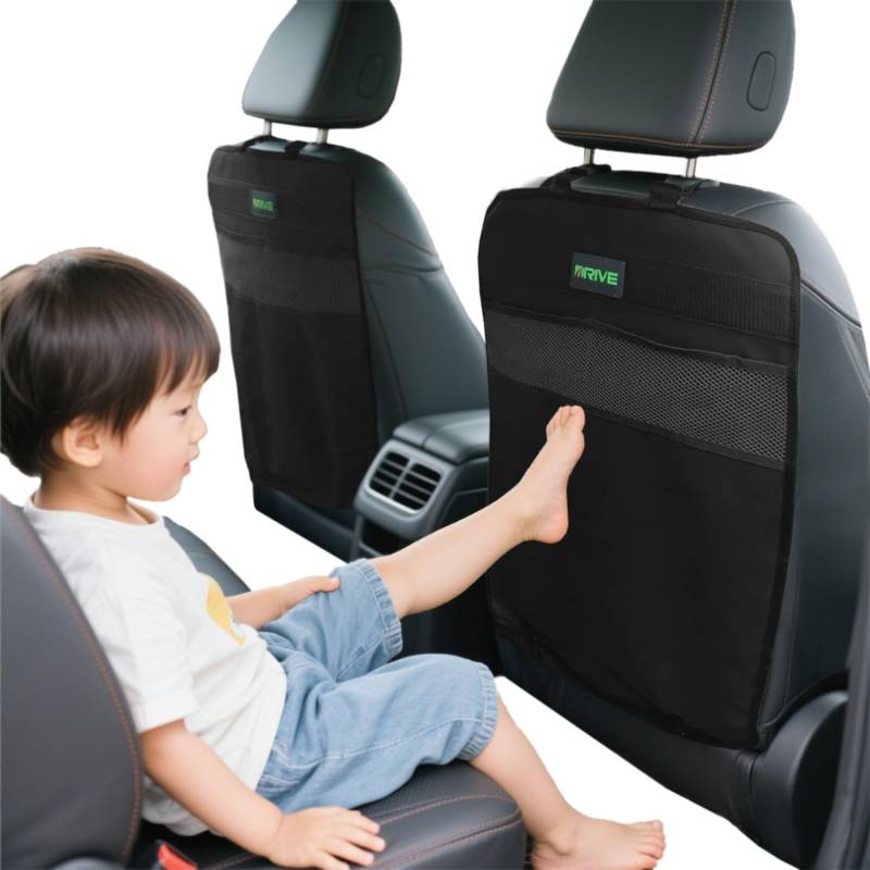LOFERMA 2er-Set Autositz-Schutzmatten – Beidseitig verwendbar, 46x66 cm | Graue Kickschutzmatten für Rücksitze | Ideal für Familien & Kinder(Schwarz) von LOFERMA