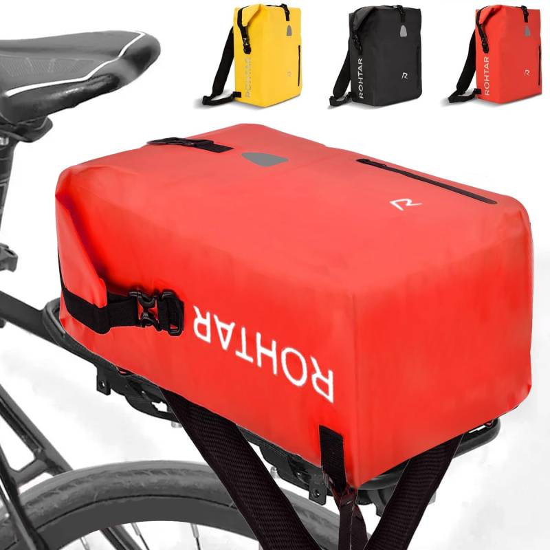 LOFERMA Fahrradtasche 25L – wasserdichte Gepäckträgertasche & Rucksack zum Umhängen | Ideal für Pendler, Touren & Alltag | Reflektierende Details & Robuste Verarbeitung (Rosa) von LOFERMA