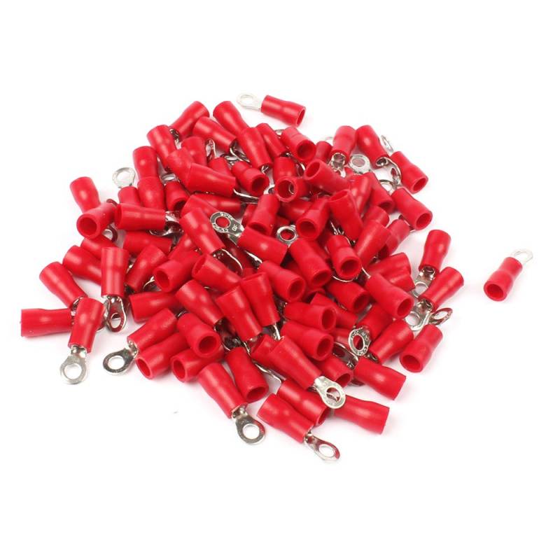 100PCS RV1.25-3 Red Ring Insulated Wire Connector Electrical Crimp Terminal Cable Wire Connector von LOFWSGPRX
