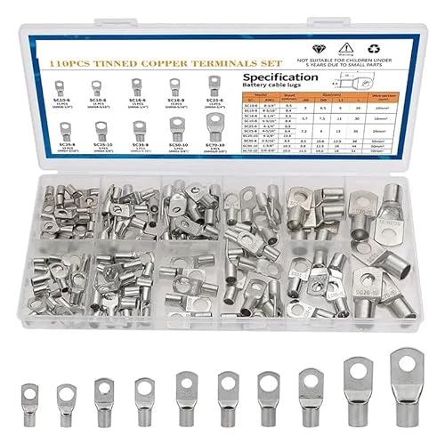 110PCS Wire Crimp Connector Tinned Copper Ring Terminals Soldered Connector Kit Battery Terminal Wire Connector Terminals 110PCS Wire Crimp Connector Tinned Copper Ring Terminals Soldered Connector Kit Battery Terminal Wire Connector Terminals von LOFWSGPRX