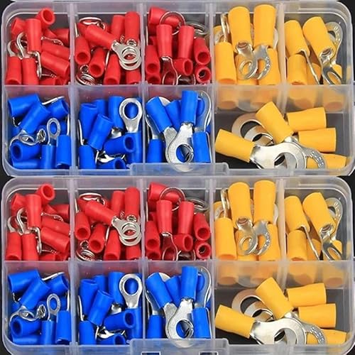 128Pcs Insulated Ring Terminal Crimp Connector Kit Ring Cable Wire Connectors Cord Pin End Butt Terminals RV1.25 RV2 RV5.5 128Pcs Insulated Ring Terminal Crimp Connector Kit Ring Cable Wire Connectors Cord Pin End Butt Terminals RV1.25 RV2 RV5.5 von LOFWSGPRX