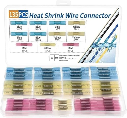 135pcs Waterproof Solder Seal Wire Connectors Heat Shrink Butt Crimp Connectors Electrical Wire Terminals Wire Connector von LOFWSGPRX