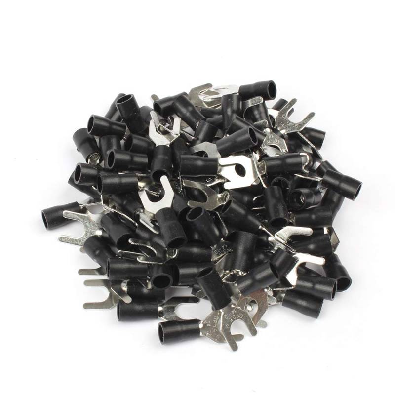 50PCS SV3.5-6 Black Cable Wire Insulated Wiring Terminals Insulating Sleeve Furcate Terminals Cable Lug Connector von LOFWSGPRX