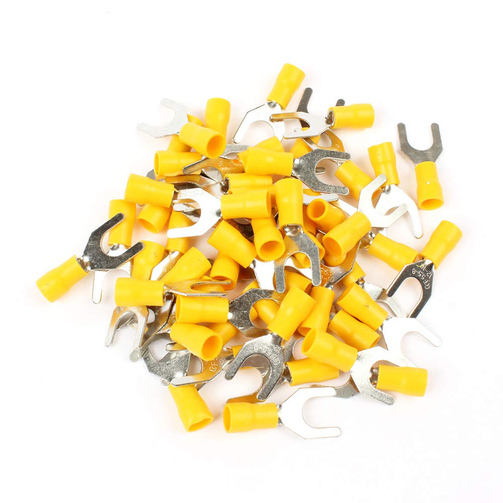 50PCS SV5.5-8 Yellow Terminal Cable Wire Connector Insulated Fork Spade Crimp Connector Terminals Electrical Wiring 50PCS SV5.5-8 Yellow Terminal Cable Wire Connector Insulated Fork Spade Crimp Connector Terminals Electrical Wiring von LOFWSGPRX