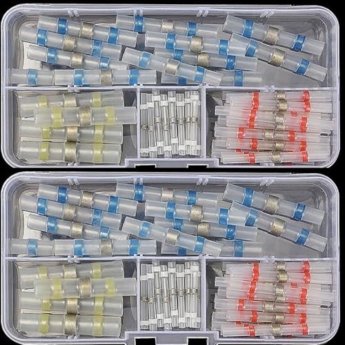 50pcs Heat Shrink Solder Sleeves Wire Crimp Butt Terminals Connectors With Box Waterproof Heat Shrinkable Tube Cable Connector von LOFWSGPRX