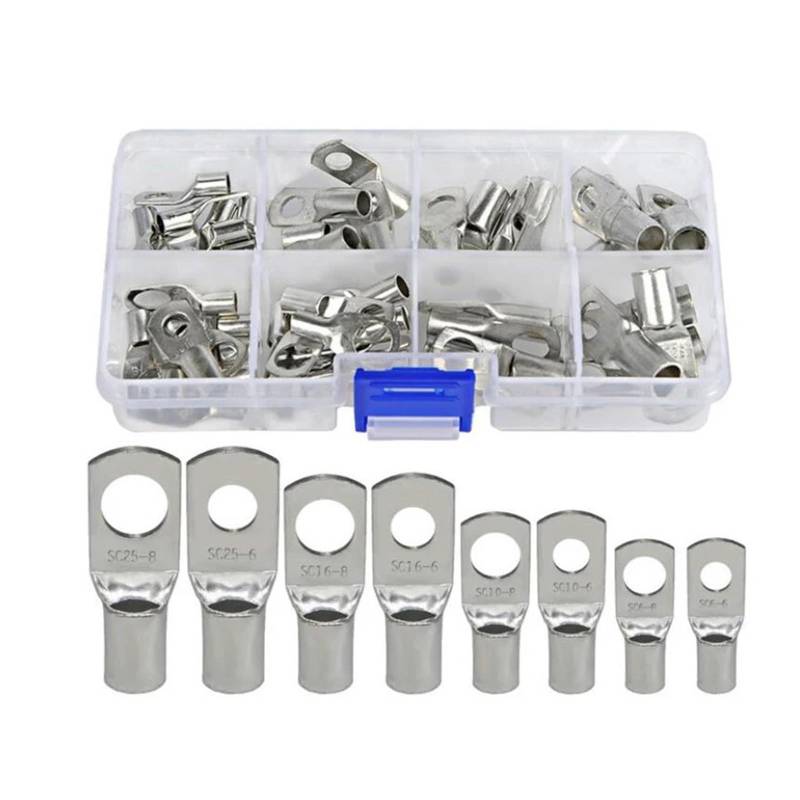 60PCS/ SC6-6 SC10-8 SC16-8 SC25-8 Copper Cable Lug Kit Bolt Hole Tinned Cable lugs Battery Terminals copper nose Wire connectors von LOFWSGPRX