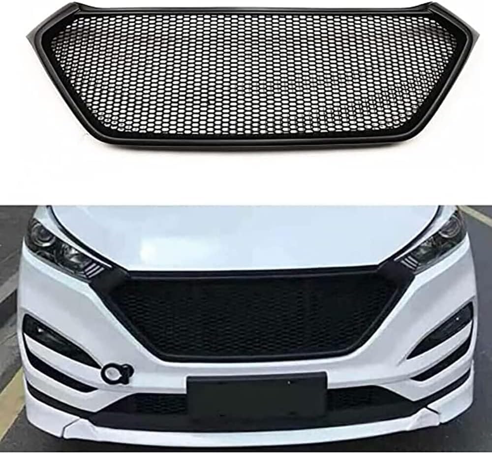 Auto Frontschürze Grill für Hyundai Tucson 2016 2017 2018,Frontgrill Mittel netz gitter Montage rahmen abdeckung Außen Bodykit Teil von LOKORI