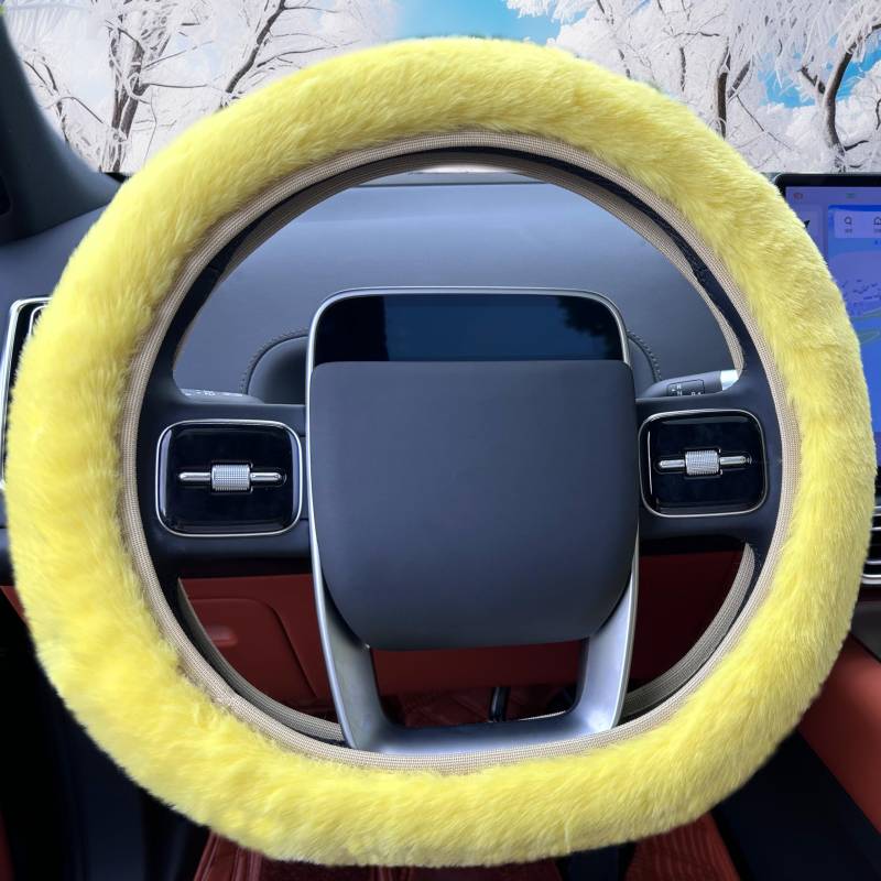 LOMTRATS Weicher, Flauschiger, hochelastischer, dehnbarer, Warmer Plüsch, universeller Flauschiger Fellschutz, Auto-Lenkradbezug von LOMTRATS
