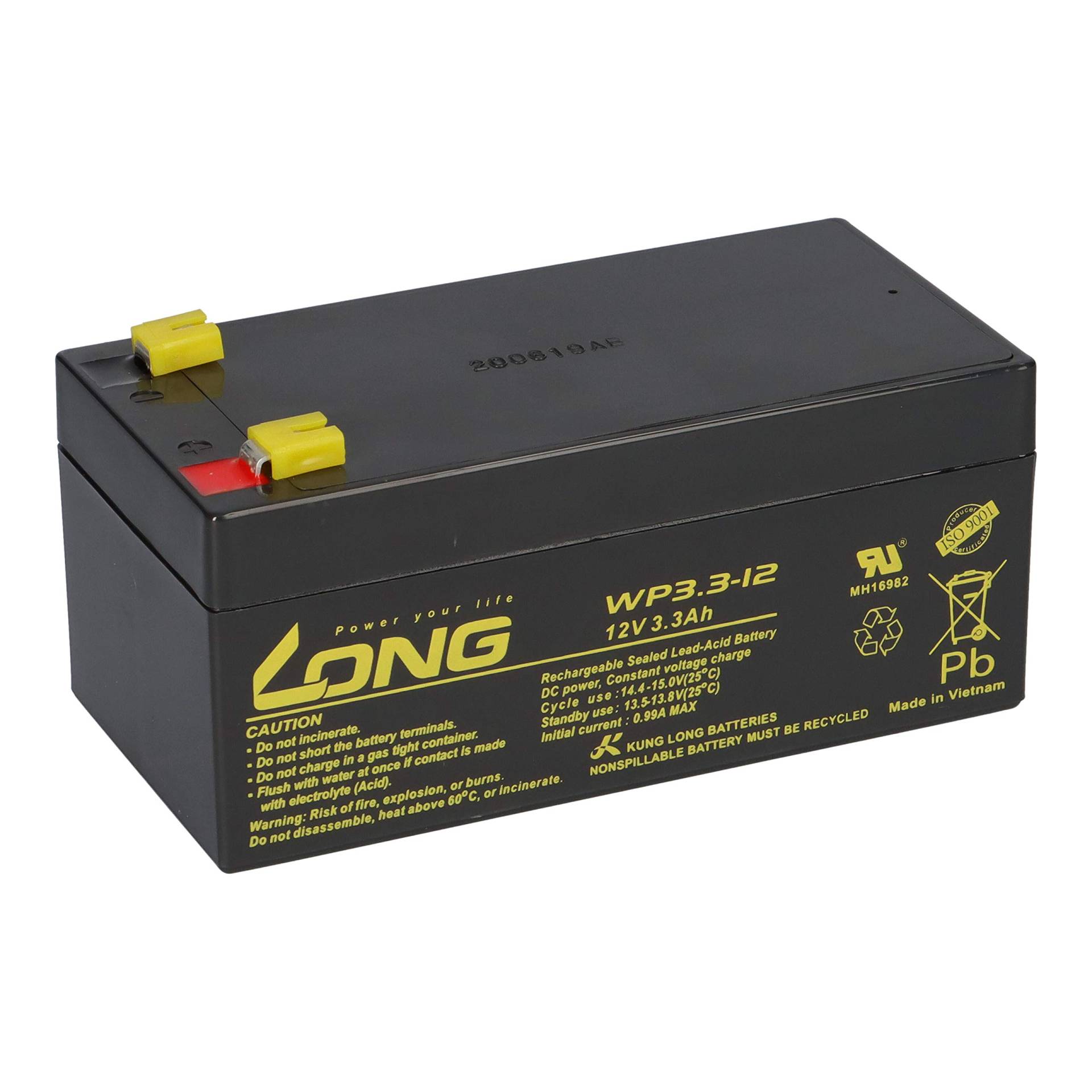 Bleiakku Batterie Kung Long WP3.3-12 12V 3,3Ah AGM Blei Accu wartungsfrei von Kung Long