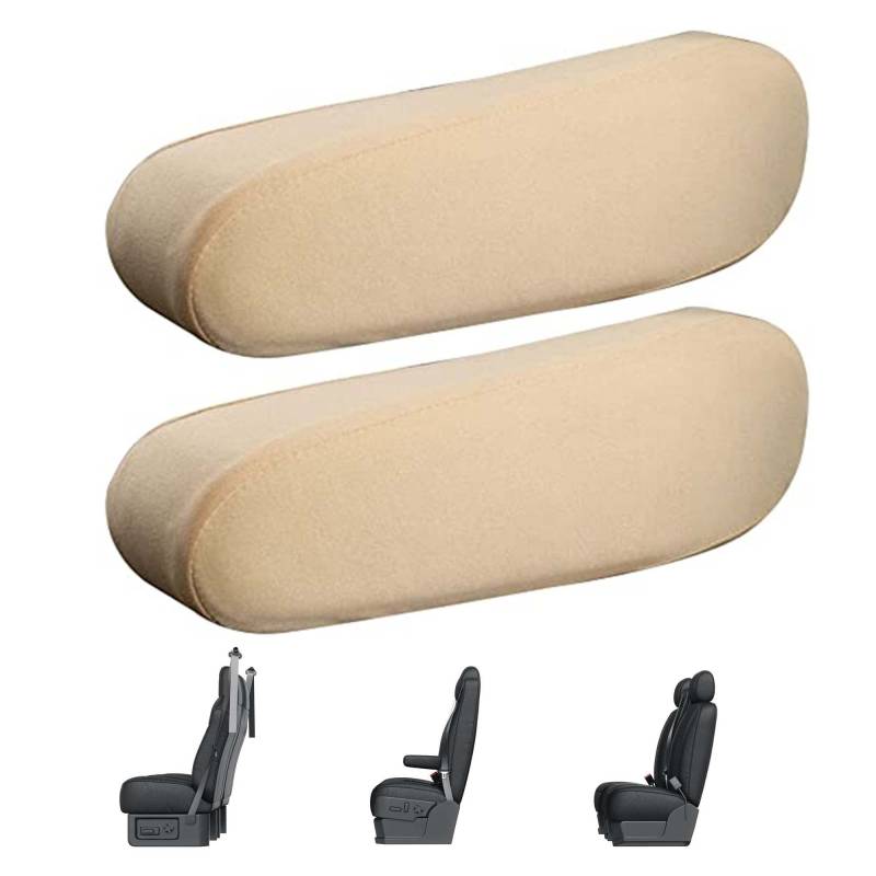 LONGHAO 2 Pcs Armlehnenbezug Universal Auto Mittelkonsolenabdeckung, Warmes Beige Autositz-Armlehnenabdeckung, Autositzzubehör von LONGHAO