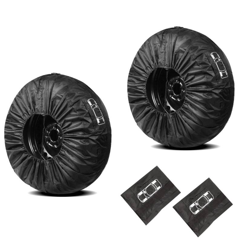 LONGHAO 2 pcs Reifenabdeckung, 19-23 Zoll Radschutzhülle, Wohnwagen Radschutzhülle, Anti UV-Reifenschutz Radreifen Ersatzradabdeckungen, für Anhänger, Wohnmobil, SUV (schwarz) von LONGHAO