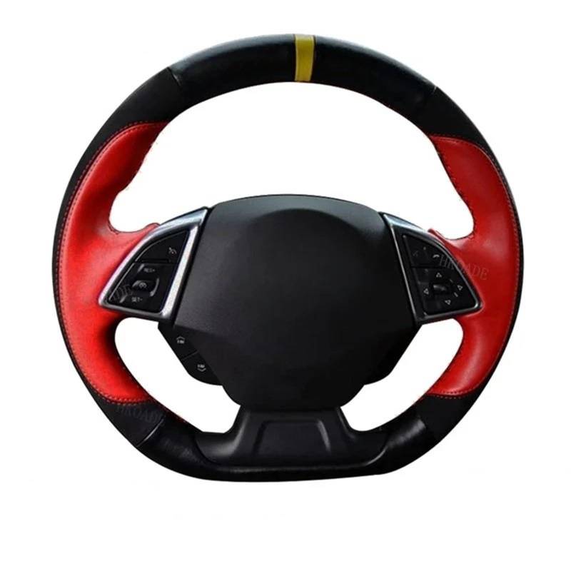 Auto-Lenkradabdeckung Für Chevrolet Für Camaro 2016 2017 2018 Wildleder Auto Zubehör Lenkrad Abdeckung Auto Innen Lenkradschutz(Light Blue Thread) von LONPEXDT