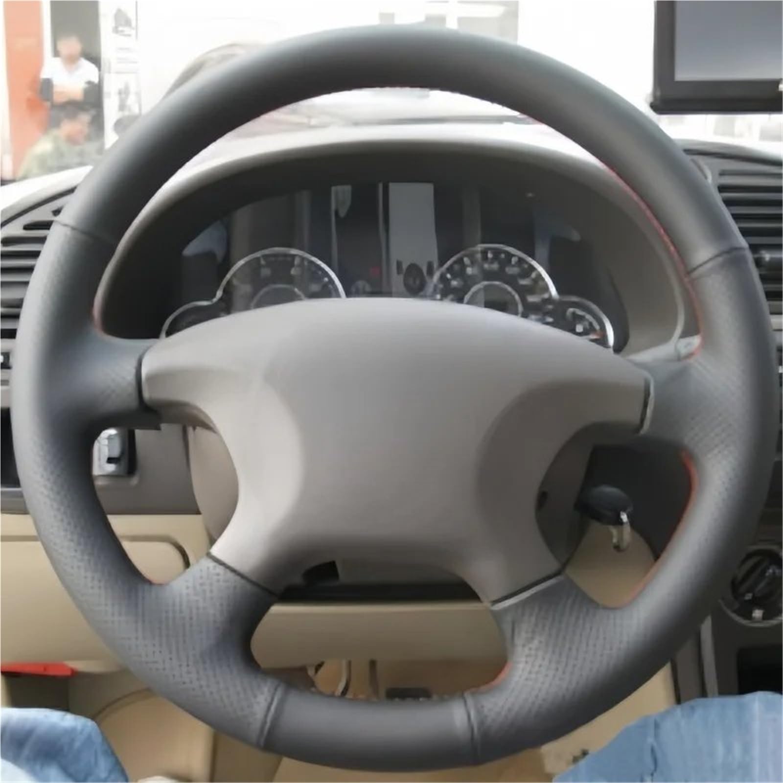 Auto-Lenkradabdeckung Für Citroen Für C5 2001 2002 2003 2004 2005 2006 Für Xsara Für Picasso Mikrofaser Leder Auto Lenkrad Abdeckung Griff Abdeckung Innen Auto Zubehör Lenkradschutz(Blue Thread) von LONPEXDT