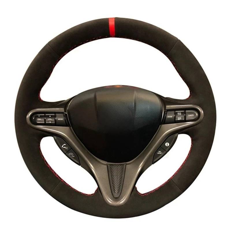 Auto-Lenkradabdeckung Für Civic Für Civic 8 2006 2007 2008 2009 Alt Für Civic 2004 2005 2006 2007 2008-2011 (3-Speichen) Autolenkradbezug Rutschfestes Schwarzes Wildleder Lenkradschutz(Yellow Thread) von LONPEXDT