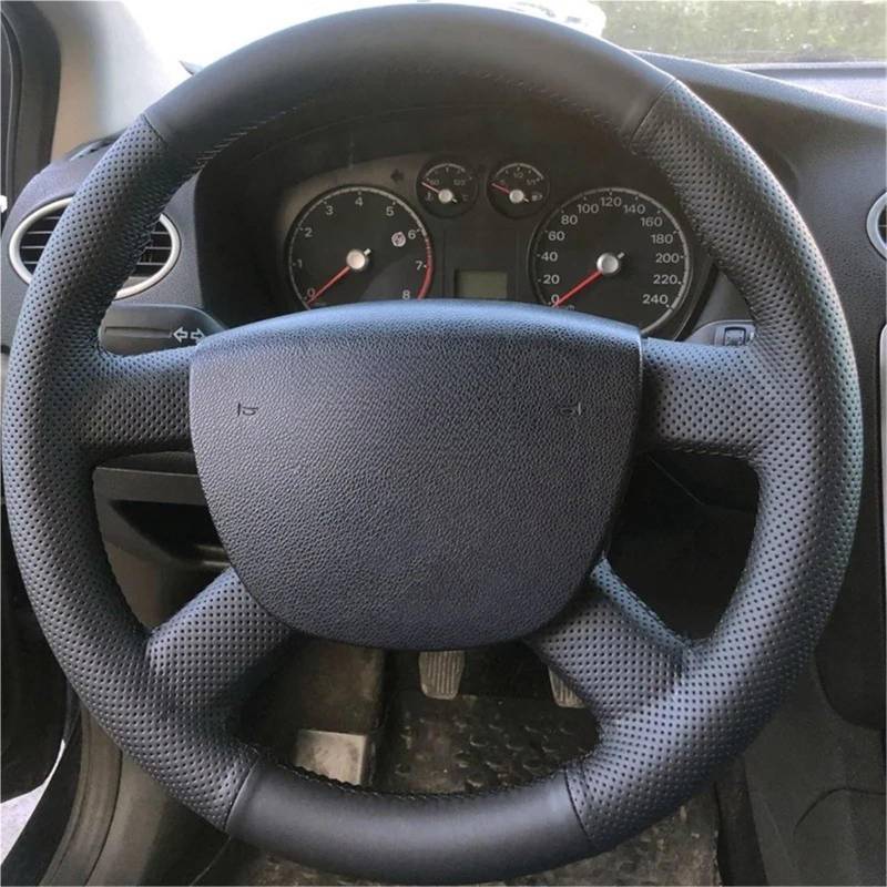 Auto-Lenkradabdeckung Für Ford Für Kuga Für Focus 2 Für C-MAX Für Transit 2005 2006 2007-2011 Mikrofaser Leder Auto Lenkrad Abdeckung Griff Abdeckung Innen Auto Zubehör Lenkradschutz(Red Thread) von LONPEXDT