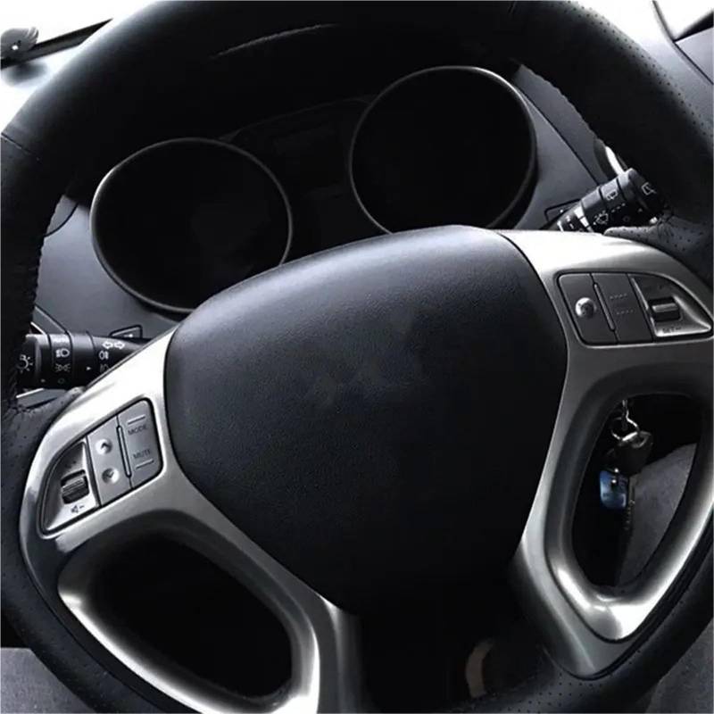 Auto-Lenkradabdeckung Für Hyundai Für Ix35 Für Tucson 2 2011 2012 2013 2014 2015 Auto Lenkrad Abdeckung Hand-Genäht Schwarz Mikrofaser Leder Auto Zubehör Lenkradschutz(Red Thread) von LONPEXDT