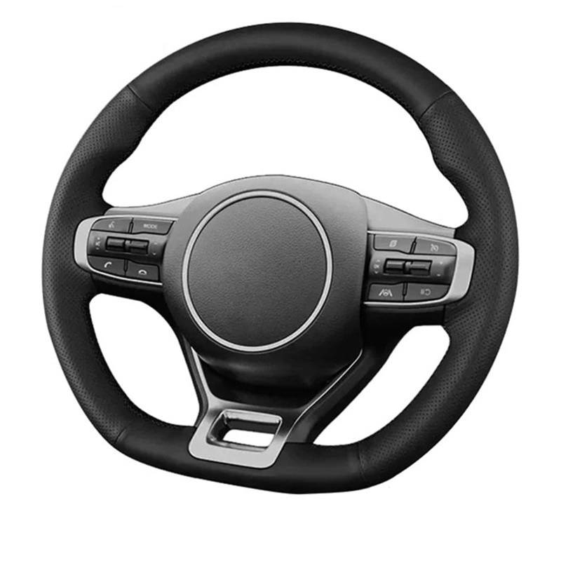 Auto-Lenkradabdeckung Für KIA Für K5 Für DL3 2020 2021 Atmungsaktive Mikrofaser Leder Auto Lenkrad Abdeckung Auto Zubehör Innen Lenkradschutz(Gray Thread) von LONPEXDT