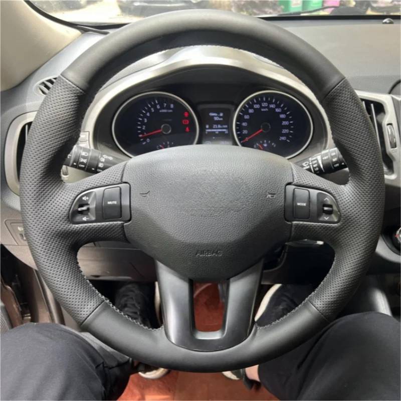 Auto-Lenkradabdeckung Für Kia Für Ceed Für Cee'd 2009 2010 2011 2012 Für Sportage 3 2010 Mikrofaser Leder Lenkrad Abdeckung Griff Abdeckung Innen Auto Zubehör Lenkradschutz(Orange Thread) von LONPEXDT