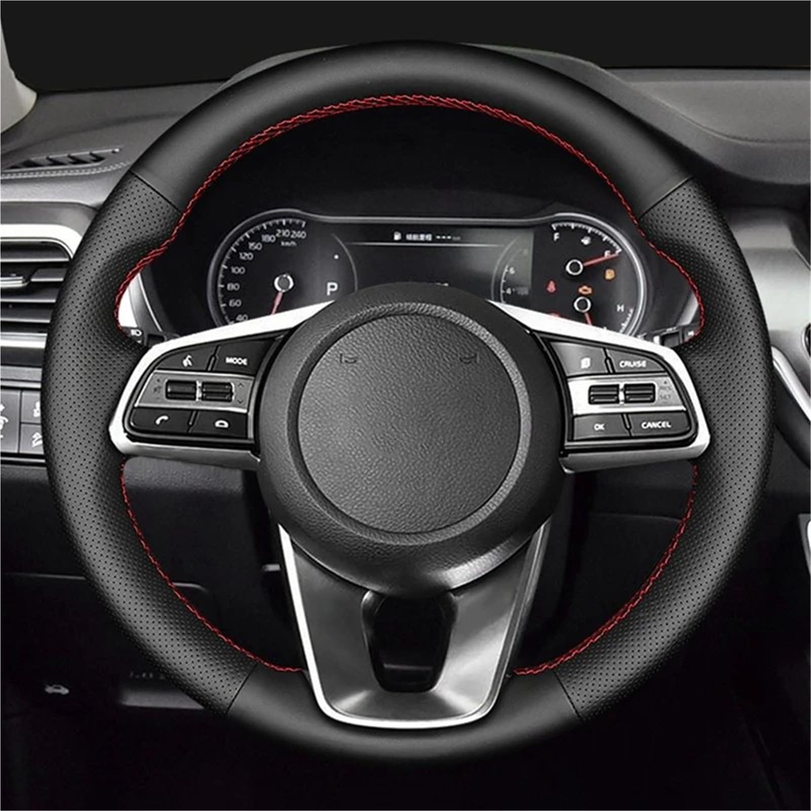 Auto-Lenkradabdeckung Für Kia Für K5 Für Optima 2018 2019 Für Sportage 3 2019 Für Forte Für Ceed 2017 2018 2019 Auto Lenkrad Abdeckung Schwarz Künstliche Leder Geflecht Lenkradschutz(Red Thread) Auto-Lenkradabdeckung Für Kia Für K5 Für Optima 2018 2019 Für Sportage 3 2019 Für Forte Für Ceed 2017 2018 2019 Auto Lenkrad Abdeckung Schwarz Künstliche Leder Geflecht Lenkradschutz(Red Thread) von LONPEXDT